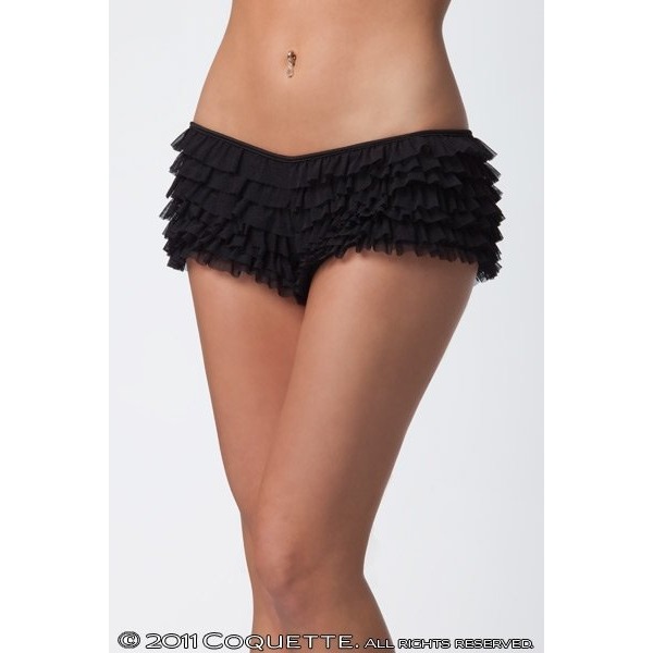 Ruffle Shorts W/back Bow Black O/s