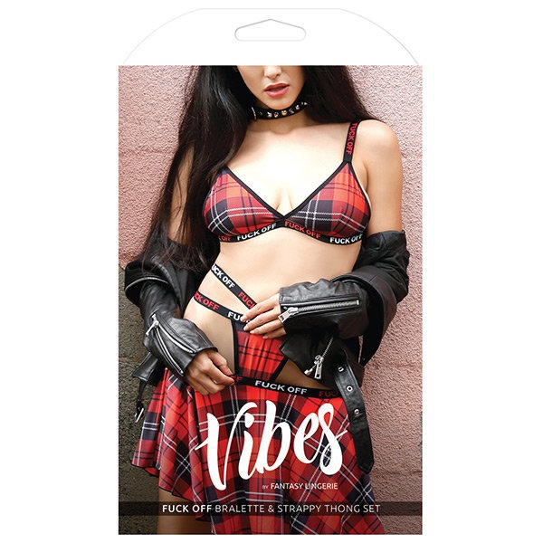 VIBES FUCK OFF BRALETTE & THONG SET LARGE/XL