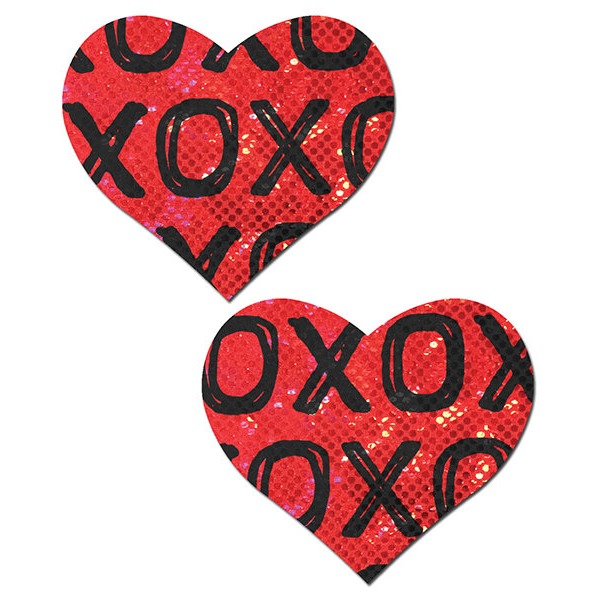 PASTEASE SHATTERED GLASS DISCO BALL RED W/ BLACK XO HEART