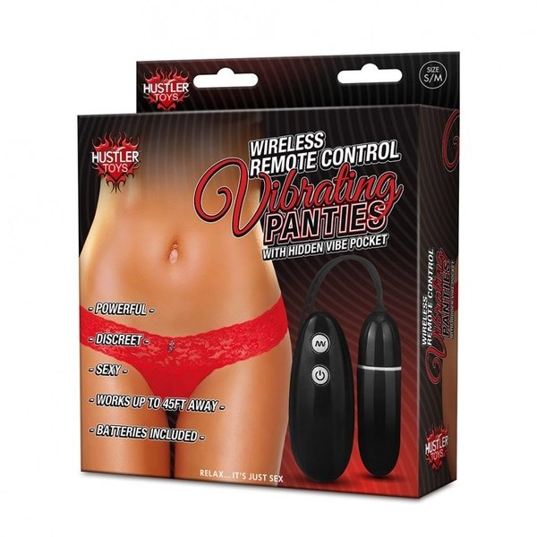 Hustler Red Wireless Remote Control Vibrating Panties M/l