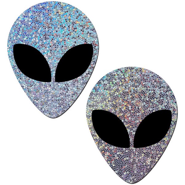 PASTEASE SILVER GLITTER ALIEN W/ BLACK EYES