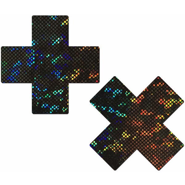 PASTEASE SHATTERED GLASS DISCO BALL GLITTER BLACK CROSS