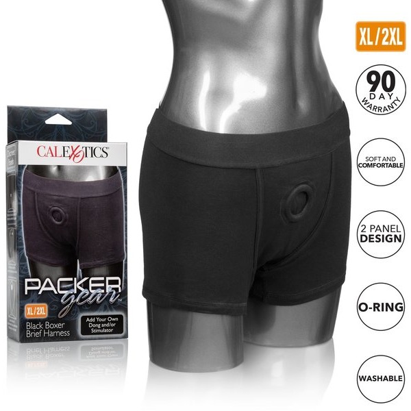PACKER GEAR BLACK BOXER BRIEF HARNESS XL/2XL