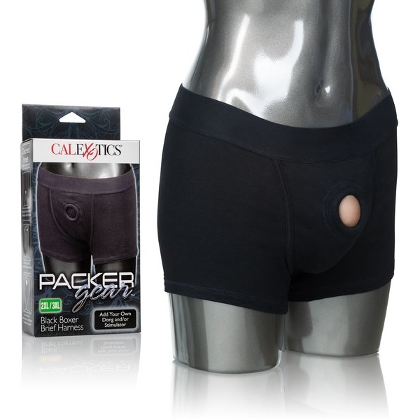 PACKER GEAR BLACK BOXER BRIEF HARNESS 2XL/3XL