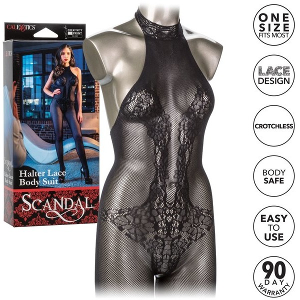 SCANDAL STRAPPY HALTER LACE BODY SUIT