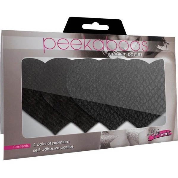 Peekaboo Pasties Classic Black Hearts