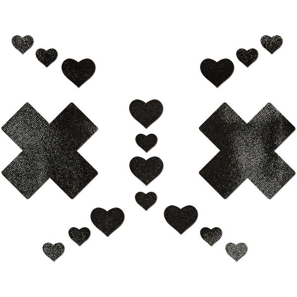 LIQUID BLACK PLUS X CROSS W/ 6 MINI HEARTS & 10 BABY HEARTS